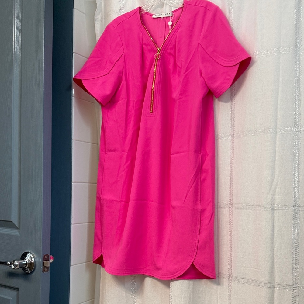 Trina Turk Vibrant Pink Zip-Front Mini Dress